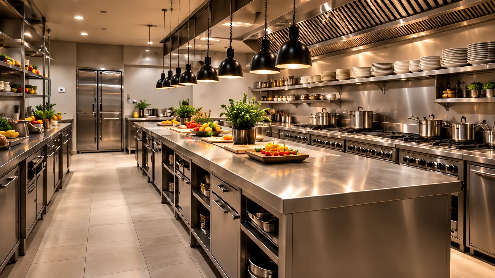 Finished commercial restaurant kitchen